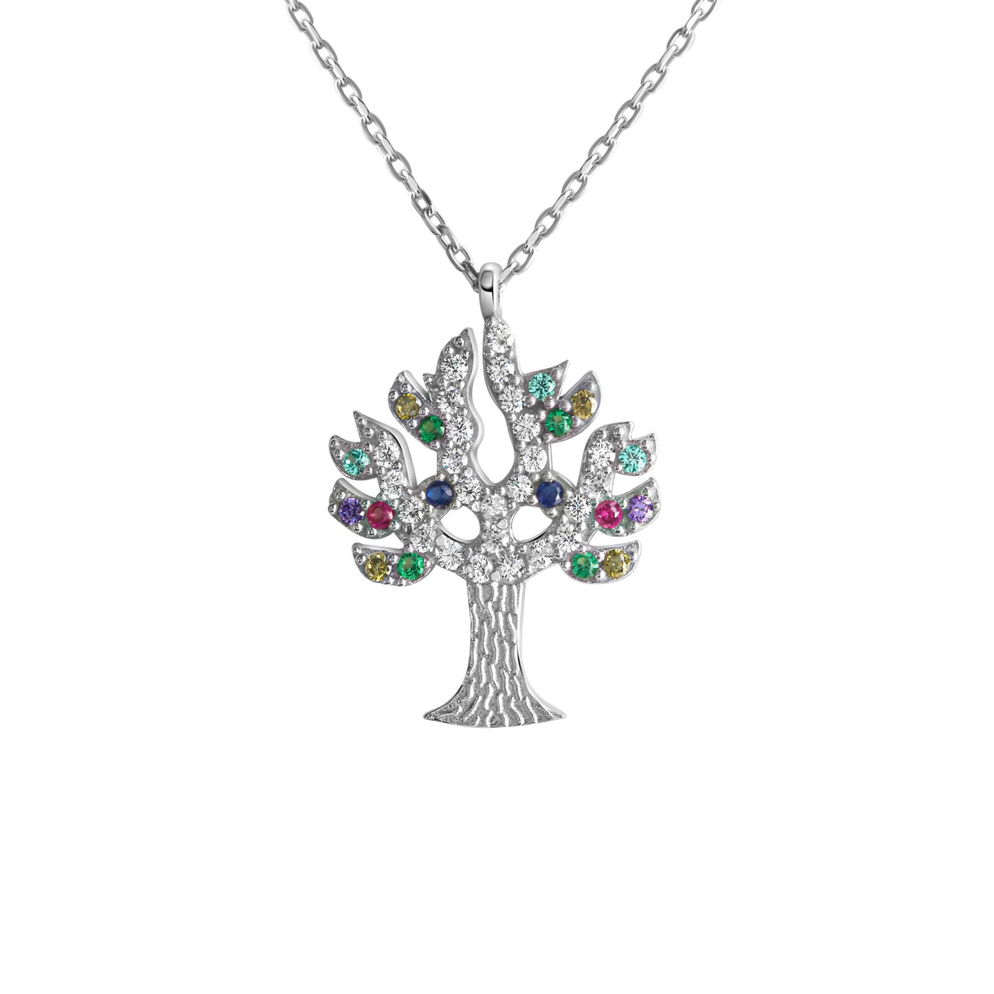 Anhänger mit Kette Ankerkette 925/- Sterling Silber rhodiniert 45,0cm Zirkonia