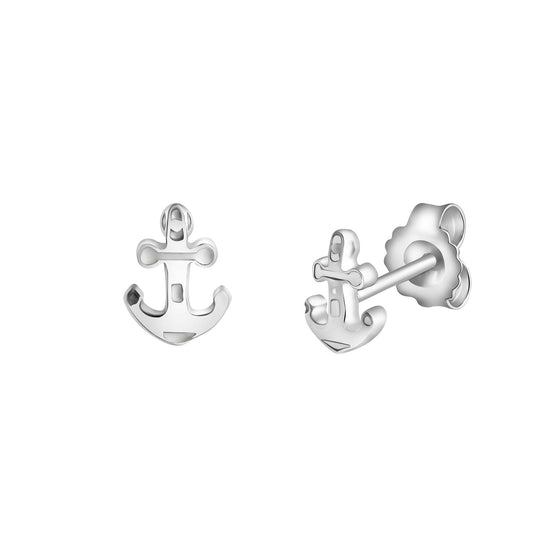 Ohrstecker aus 925/- Sterling Silber rhodiniert Motiv Anker mit weißem Lack