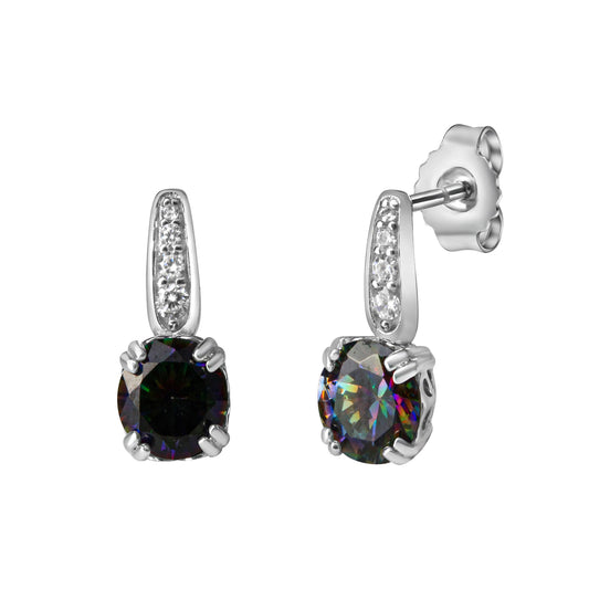 Ohrstecker aus 925/- Sterling Silber rhodiniert mit Zirkonia in weiß und mystic grün