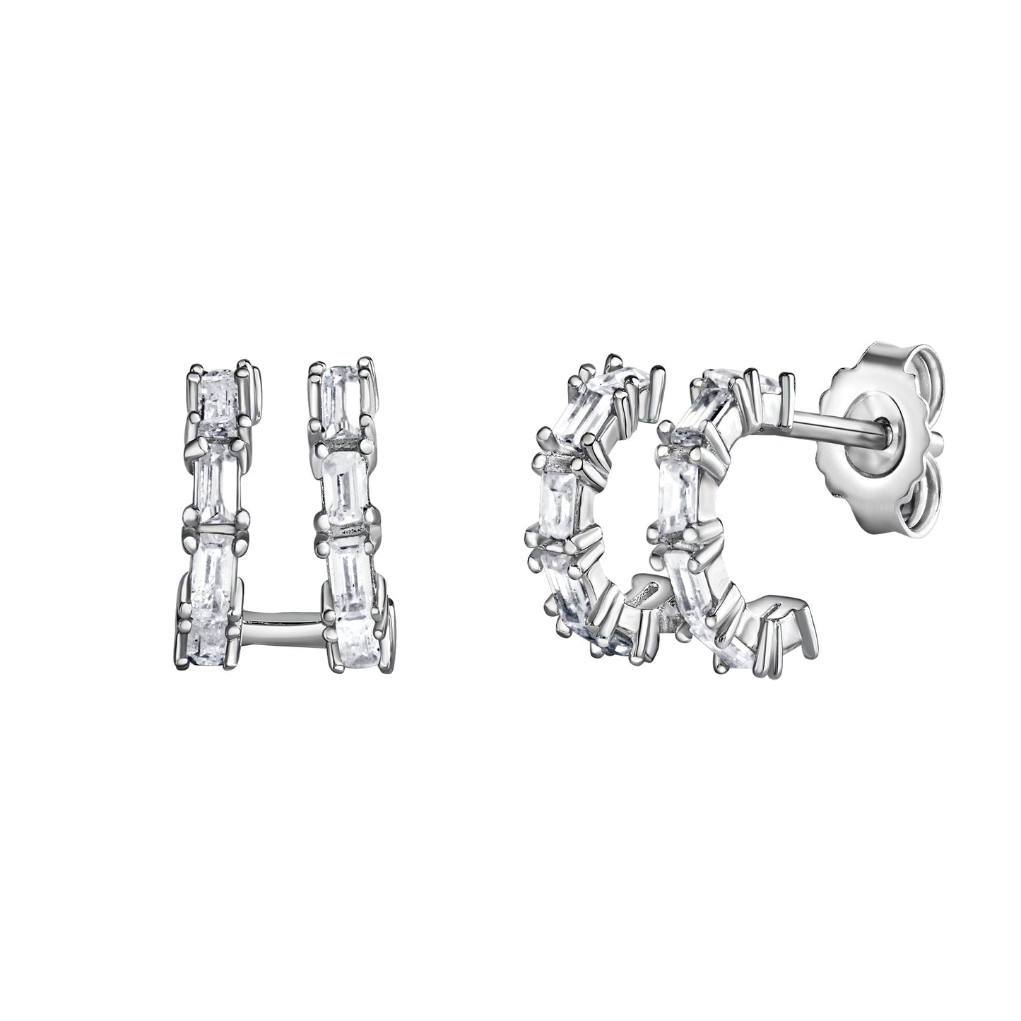 Ohrstecker 925/- Sterling Silber rhodiniert 1,1cm Zirkonia