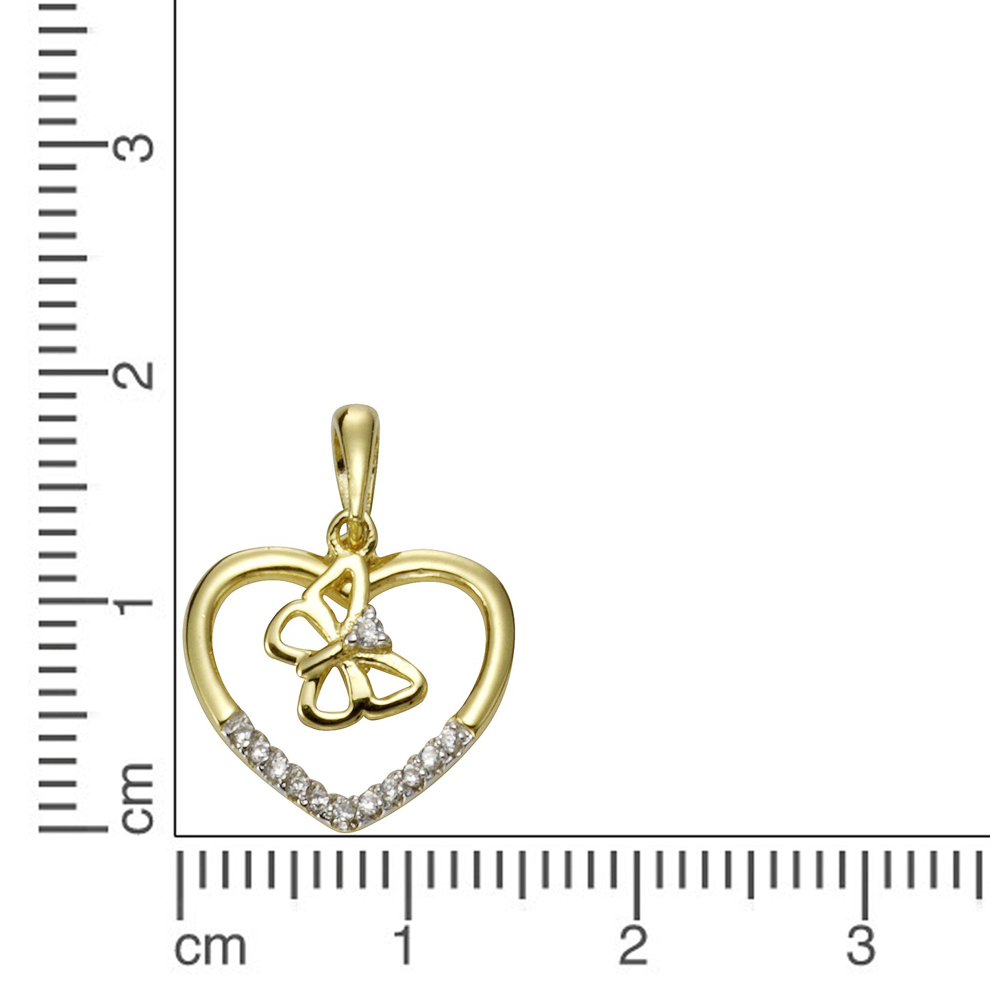 Halsketten-Anhänger Damen 925-Sterling Silber vergoldet Zirkonia Herz 2,0cm