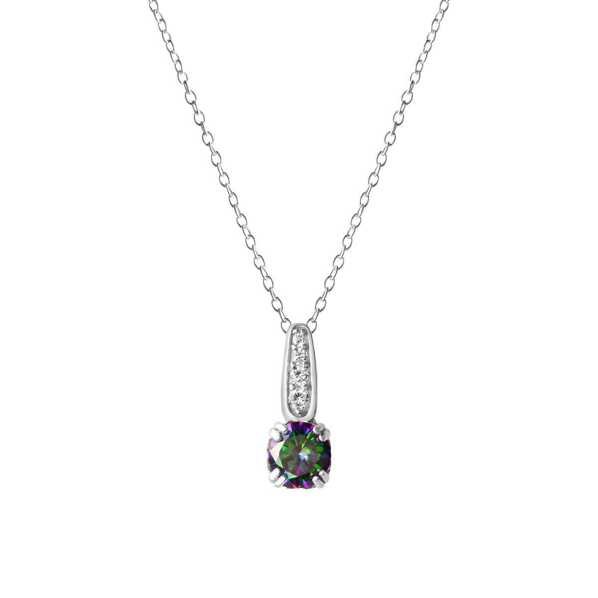 Anhänger mit Kette Ankerkette 925/- Sterling Silber rhodiniert 45,0cm Zirkonia
