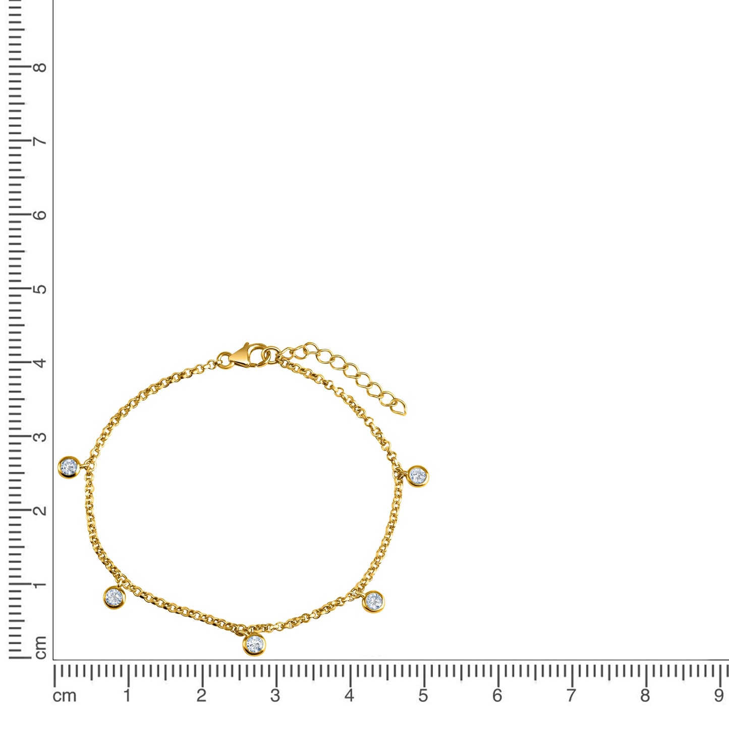 Armband Erbskette 925/- Sterling Silber vergoldet 21,0cm Zirkonia