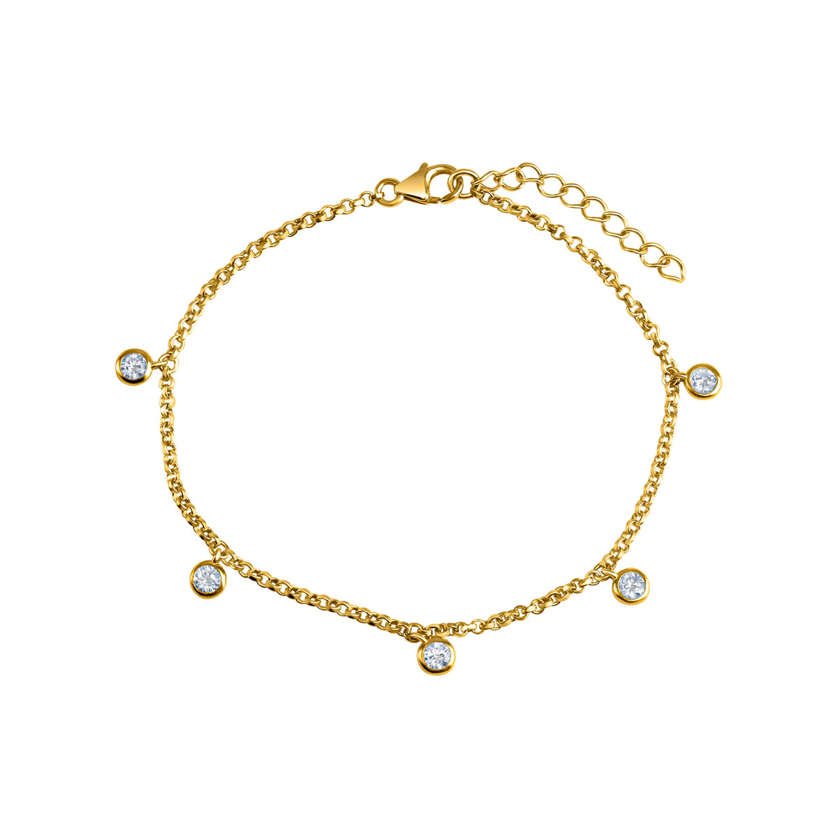 Armband Erbskette 925/- Sterling Silber vergoldet 21,0cm Zirkonia