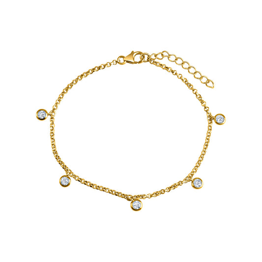 Armband aus 925/- Sterling Silber vergoldet mit 5 Zirkonia