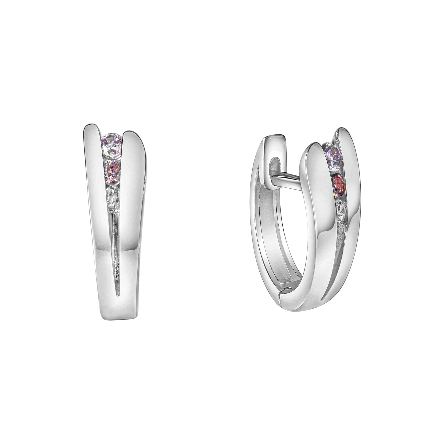 Klappcreolen 925/- Sterling Silber weiss 1,4cm Zirkonia