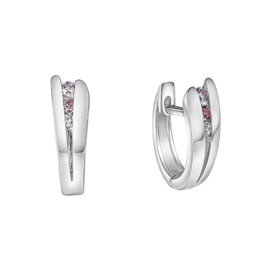Klappcreolen aus 925/- Sterling Silber weiss mit bunten Zirkonia