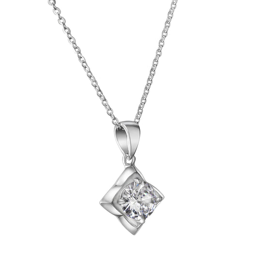 Anhänger mit Kette aus 925/- Sterling Silber rhodiniert mit 1 Zirkonia