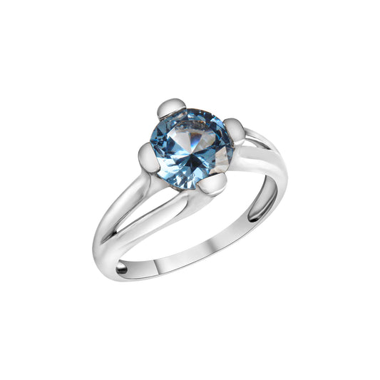 Damenring aus 925/- Sterling Silber rhodiniert mit 1 synth. Spinell blau