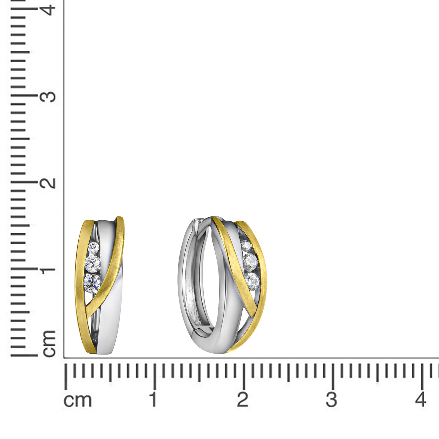 Klappcreolen 925/- Sterling Silber rhodiniert (teil) 1,4cm Zirkonia