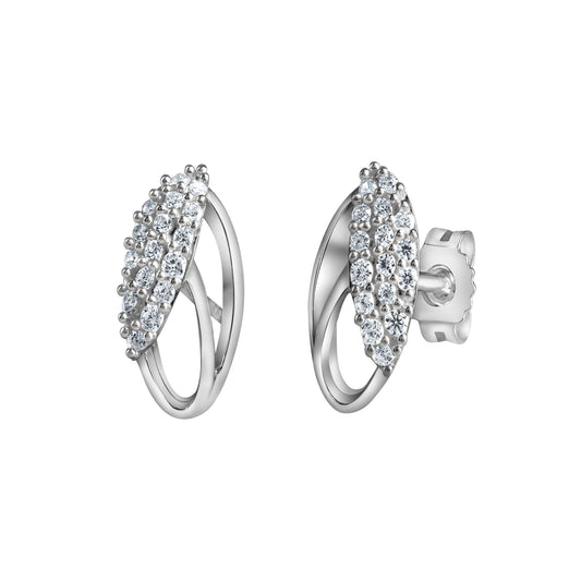 Ohrstecker aus 925/- Sterling Silber rhodiniert mit insgesamt 34 Zirkonia weiss