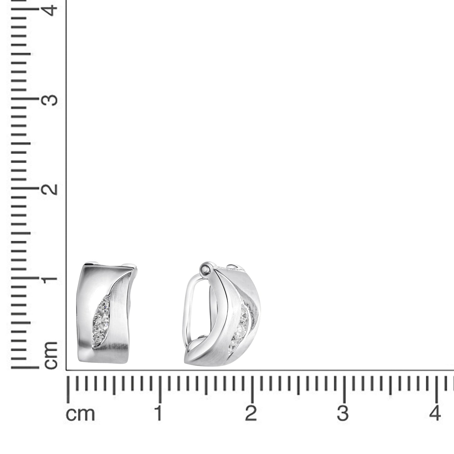 Ohrclip 925/- Sterling Silber rhodiniert 1,5cm Zirkonia