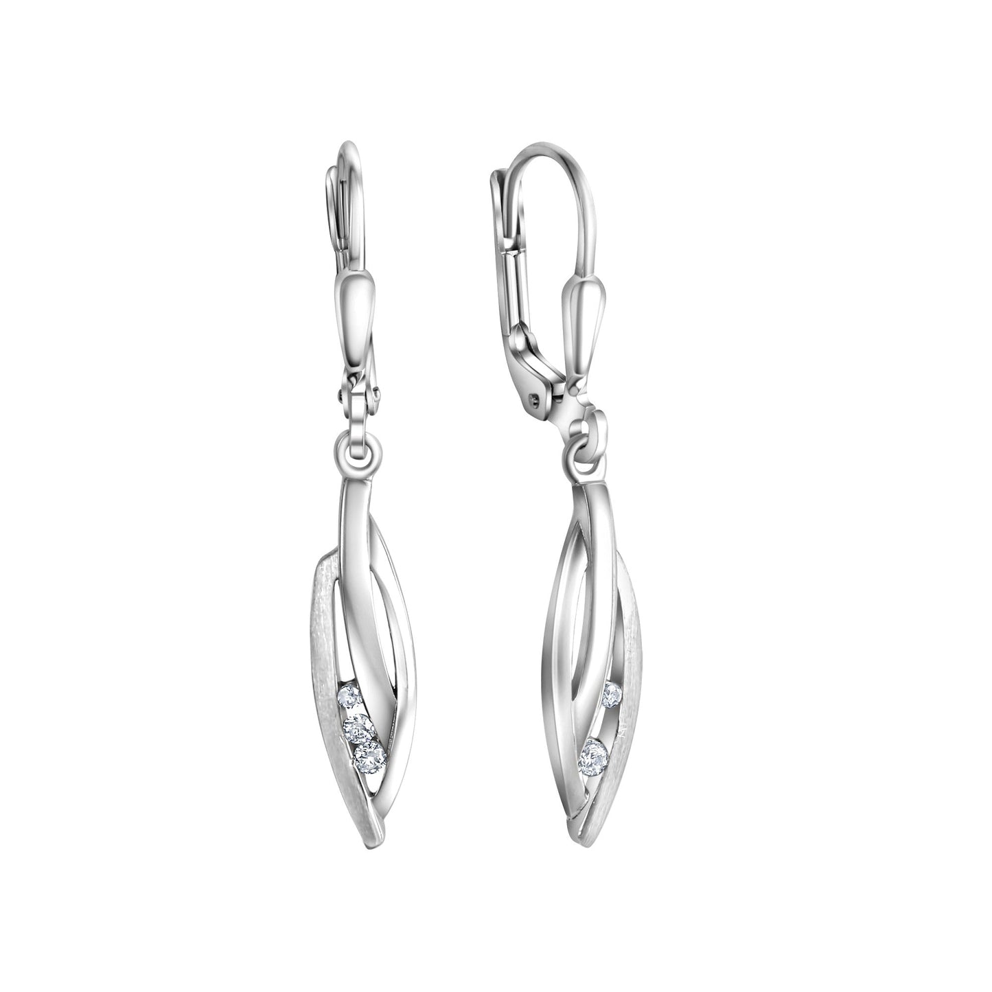 Ohrhänger 925/- Sterling Silber rhodiniert 3,2cm Zirkonia