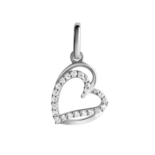 Anhänger aus 925/- Sterling Silber rhodiniert Herz mit Zirkonia