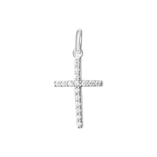 Anhänger aus 925/- Sterling Silber rhodiniert Kreuz mit Zirkonia