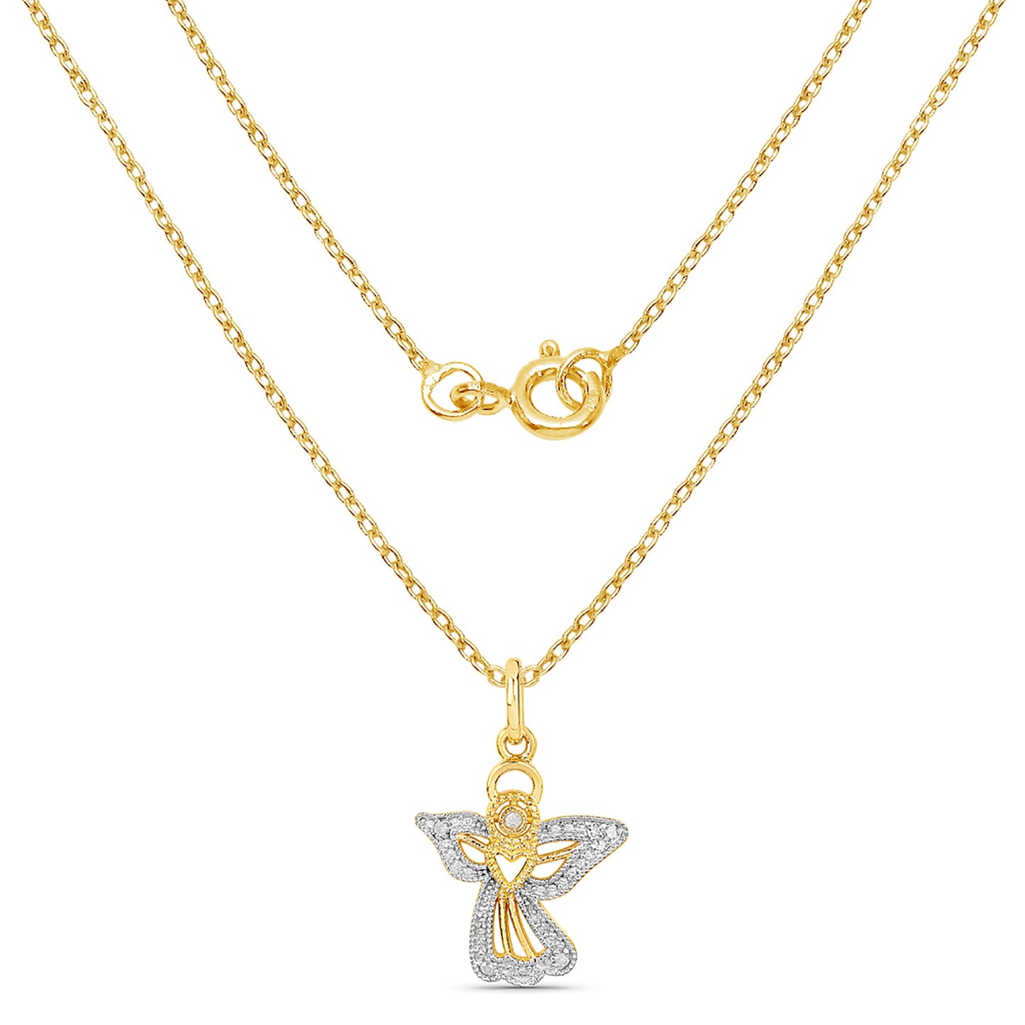 Halskette Ankerkette 925/- Sterling Silber vergoldet 45cm Diamant 0,04ct.
