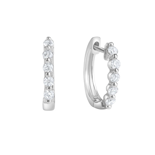 Klapp-Creolen aus 925/- Sterling Silber rhodiniert mit weissen Zirkonia