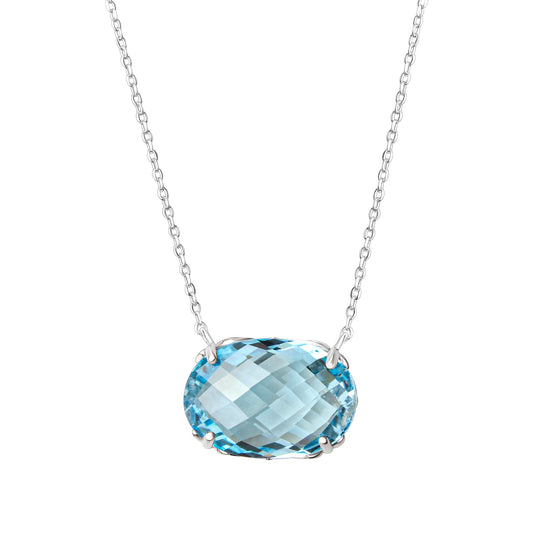 Collier aus 925/- Sterling Silber rhodiniert mit Blautopas