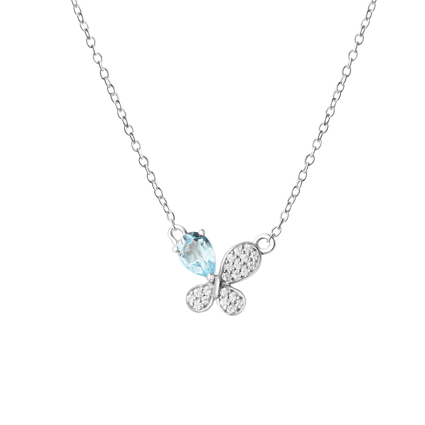 Collier Ankerkette 925/- Sterling Silber rhodiniert 45,0cm Blautopas