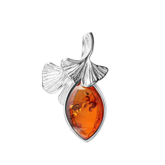 Schmuck Halsketten-Anhänger Damen 925er Sterling Silber rhodiniert Bernstein 2,8cm günstig kaufen