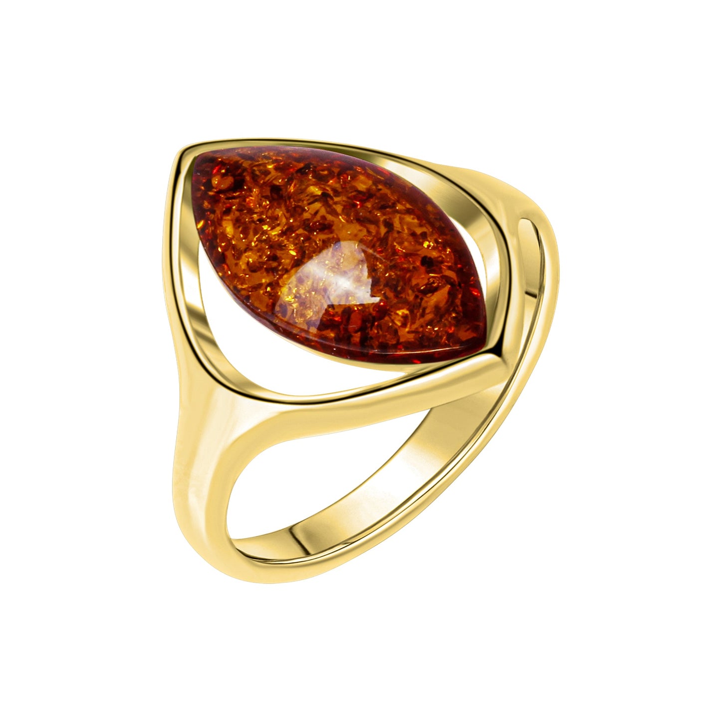 Ring 925/- Sterling Silber vergoldet Bernstein