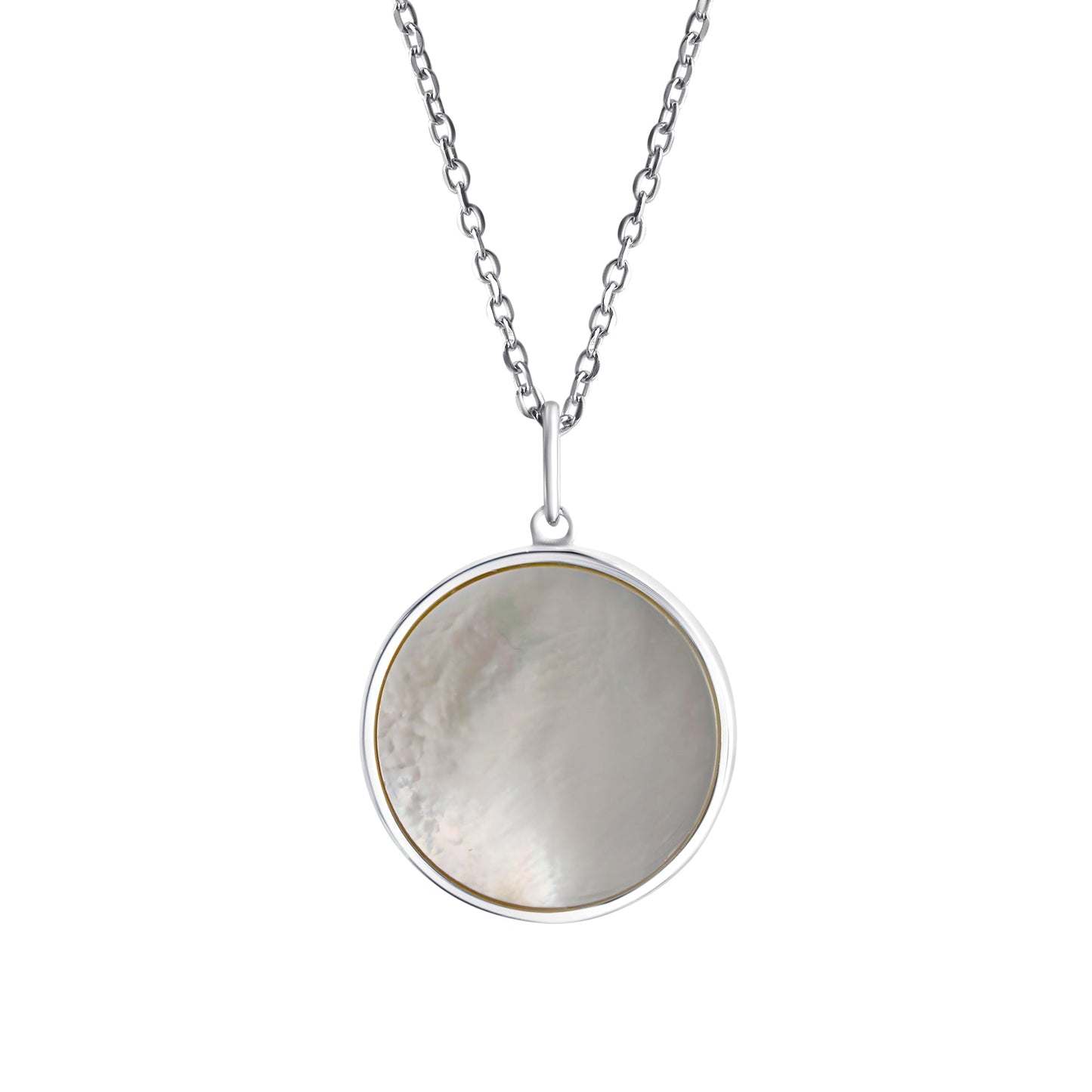 Anhänger mit Kette Ankerkette 925/- Sterling Silber rhodiniert 45,0cm Perlmutt