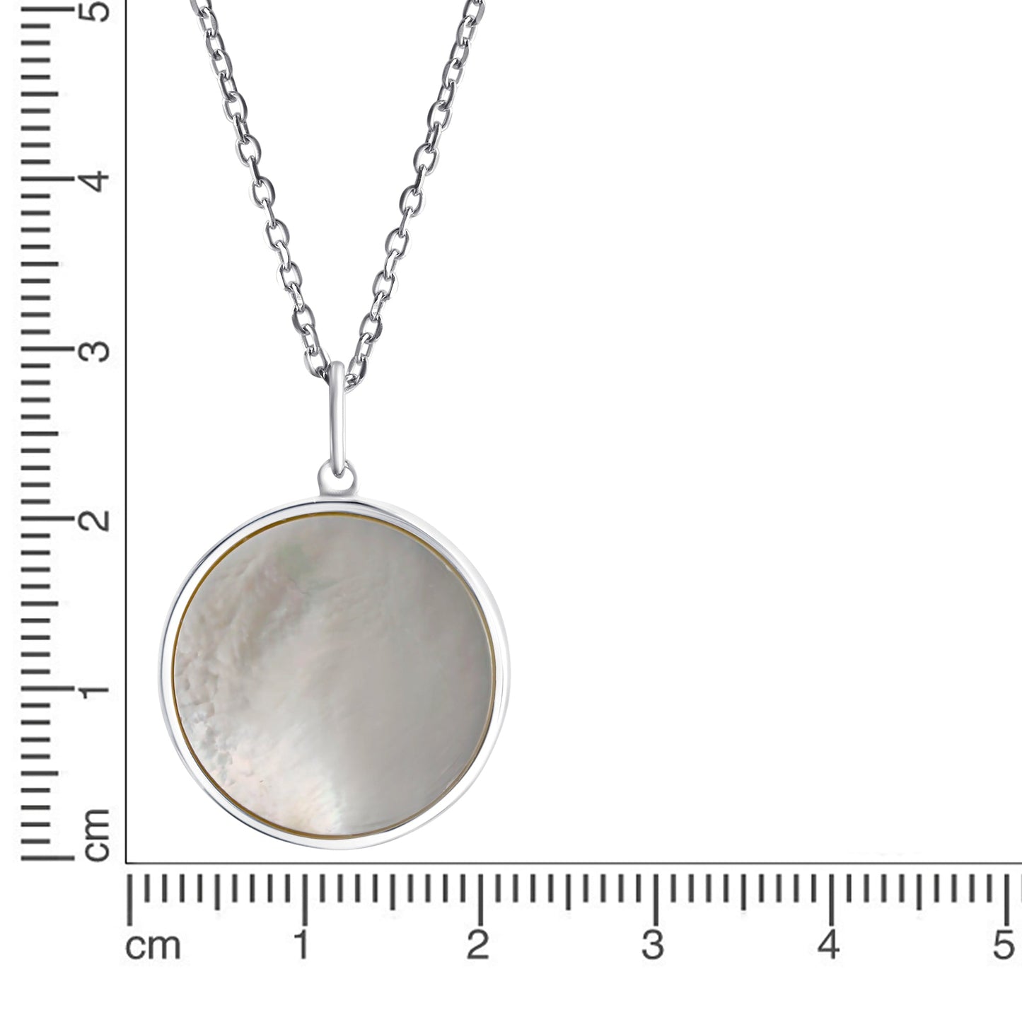 Anhänger mit Kette Ankerkette 925/- Sterling Silber rhodiniert 45,0cm Perlmutt
