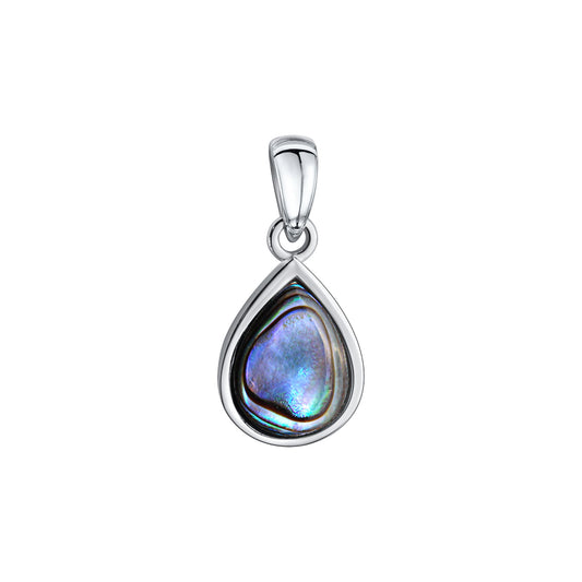 Anhänger aus 925/- Sterling Silber rhodiniert oval 2,0 cm lang Abalone blau