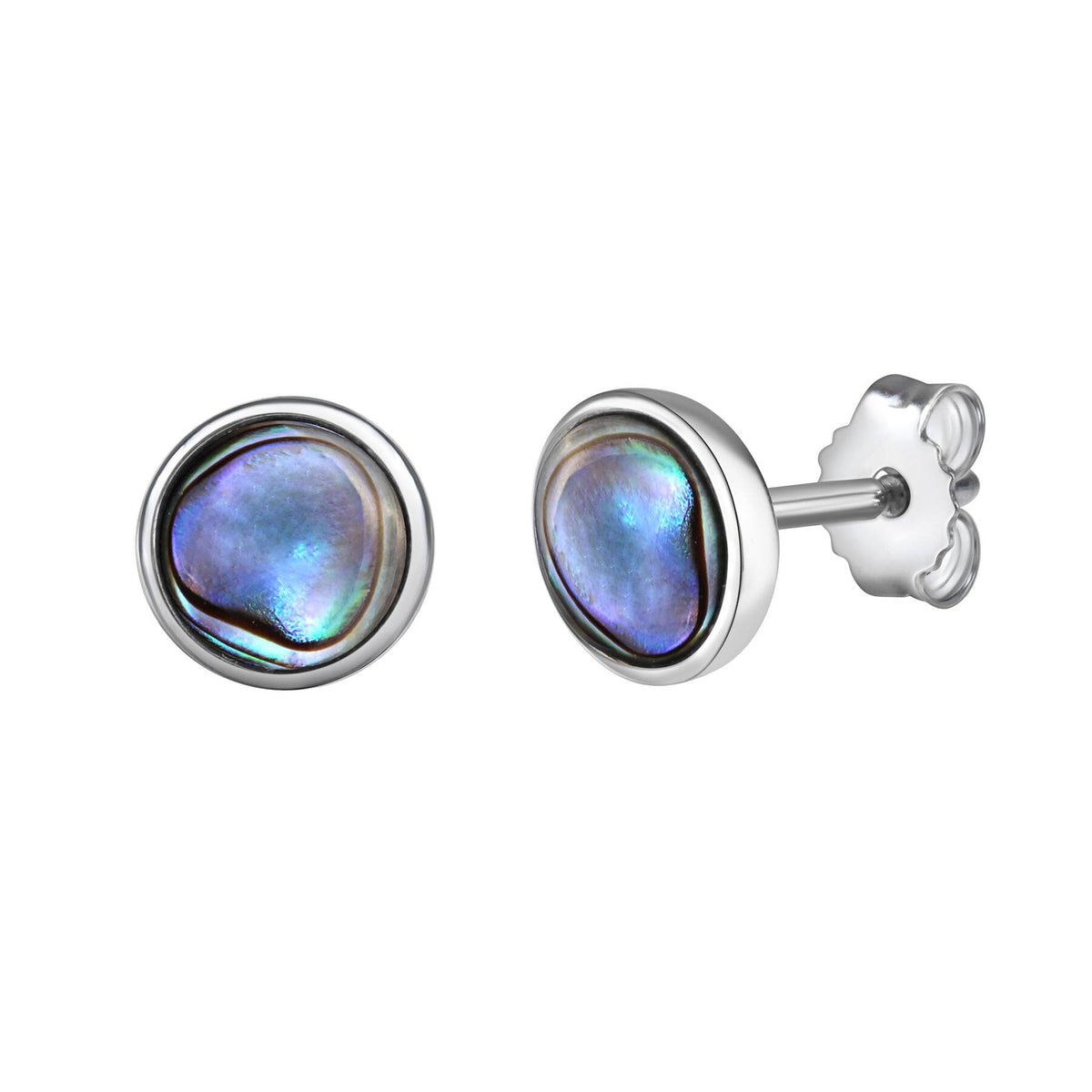 Ohrstecker 925/- Sterling Silber rhodiniert 0,8cm Abalone