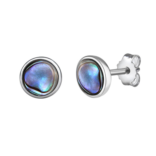 Ohrstecker aus 925/- Sterling Silber rhodiniert mit Abalone blau