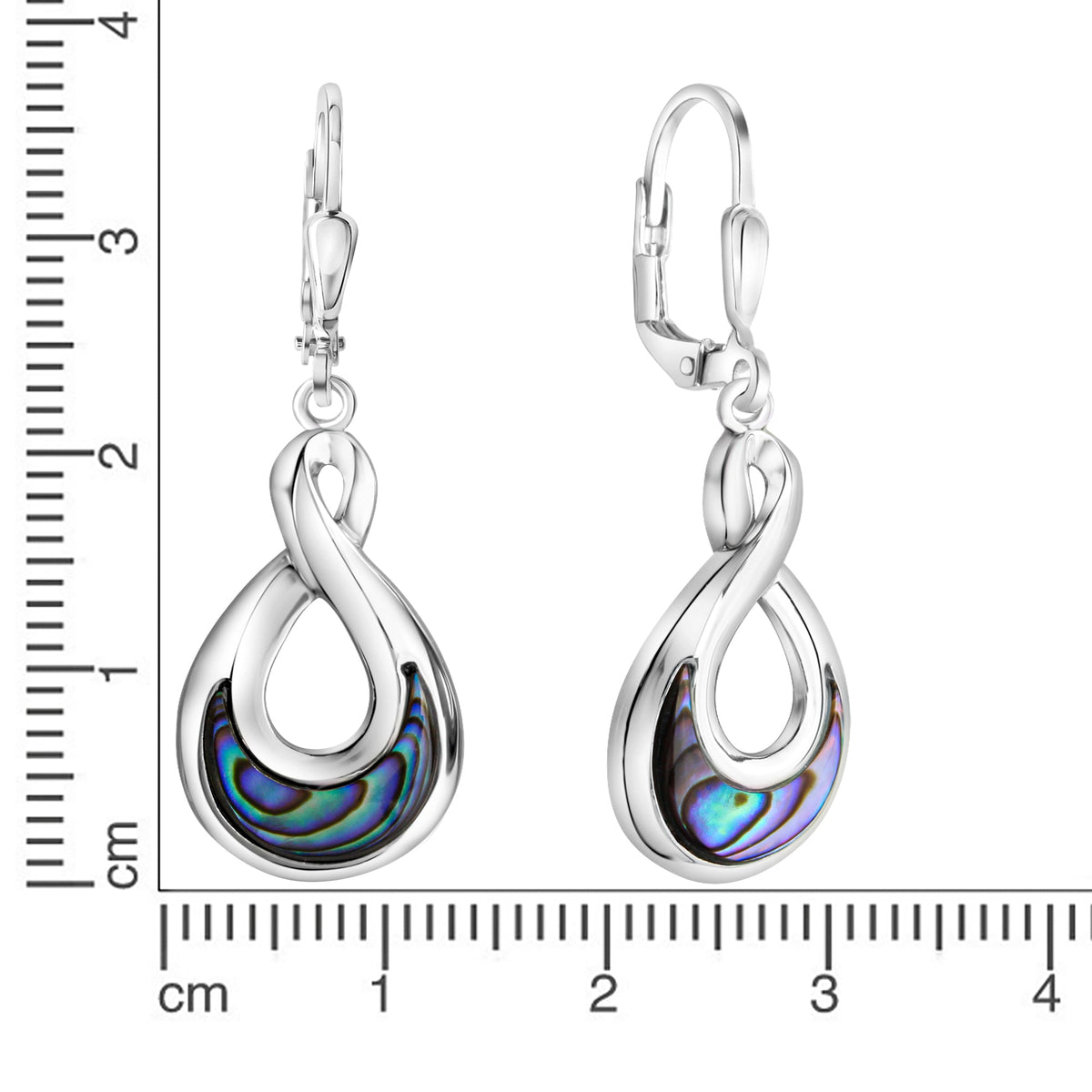 Ohrhänger 925/- Sterling Silber rhodiniert 3,9cm Abalone