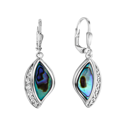Ohrhänger aus 925/-Silber rhodiniert mit Abalone Länge 4 cm