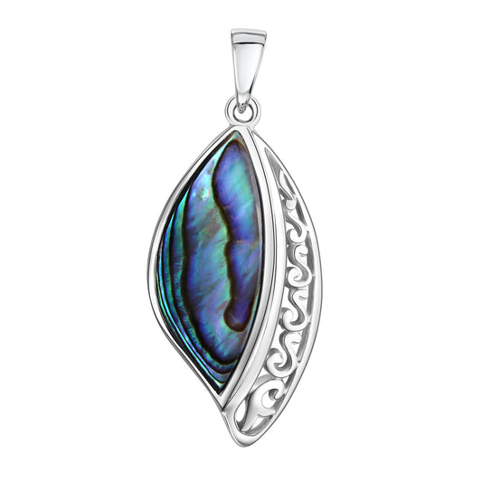 Anhänger aus 925/-Silber rhodiniert mit Abalone 3,5cm lang