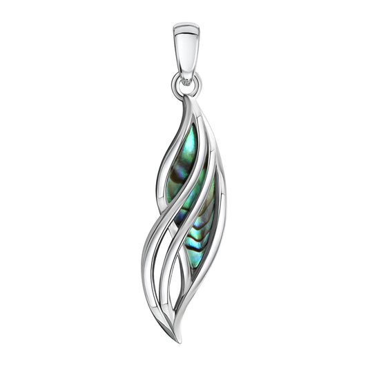 Anhänger aus 925/- Sterling Silber rhodiniert 3,5 cm lang Abalone bunt