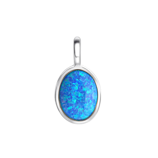 Anhänger aus 925/- Sterling Silber rhodiniert mit 1 imit. Opal blau