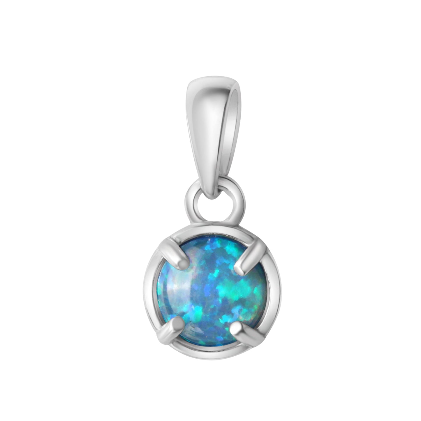 Anhänger 925/- Sterling Silber rhodiniert 1,4cm synth. Opal