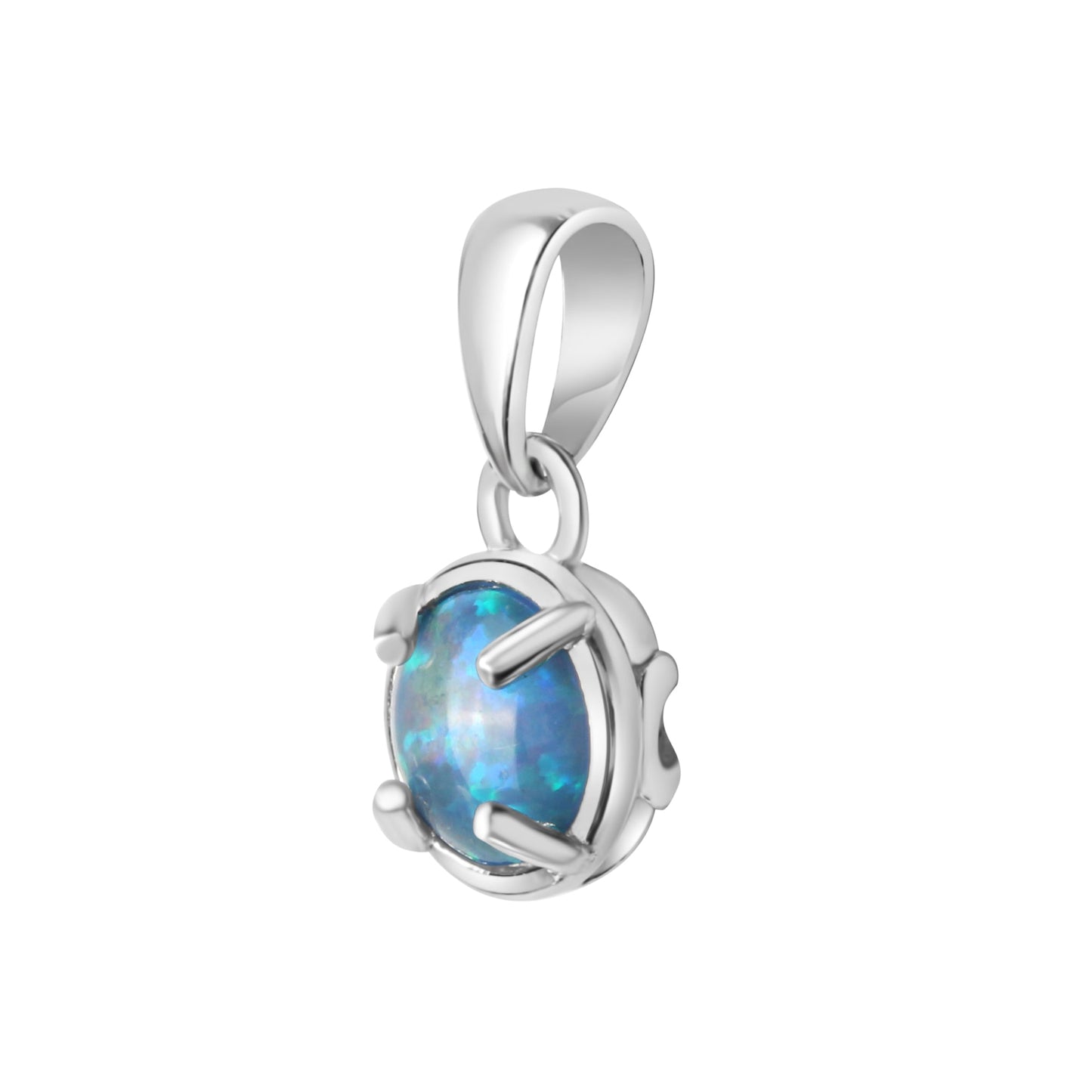 Anhänger 925/- Sterling Silber rhodiniert 1,4cm synth. Opal