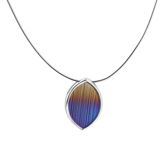 Anhänger mit Kette aus 925/- Sterling Silber rhodiniert Titan-Einlage braun/blau