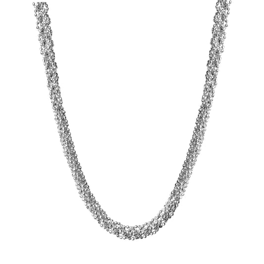 Collier aus 925/- Sterling Silber rhodiniert Kugelkette geflochten