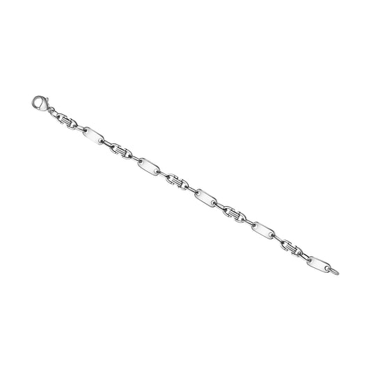 Armband Fantasiekette mit Plättchen aus 925/- Sterling Silber weiß glanz 21 cm lang
