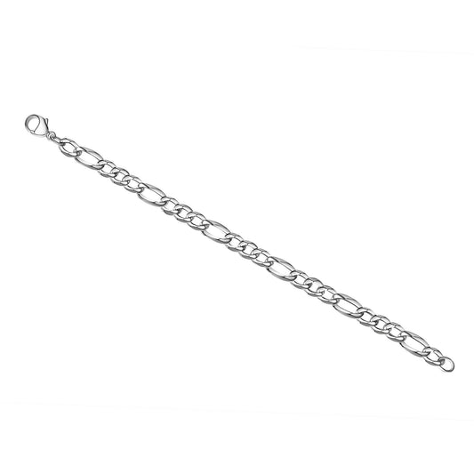 Armband Figarokette 3:1 aus 925/- Sterling Silber weiß diamantiert 23 cm lang