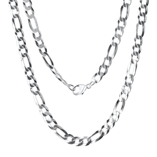 Collier Damen 925er Sterling Silber weiß Figarokette 50cm