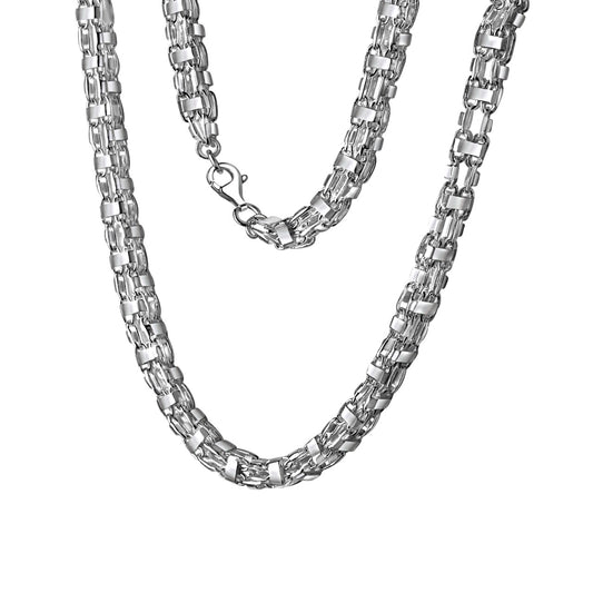 Collier Damen 925er Sterling Silber weiß Käfigkette 50cm