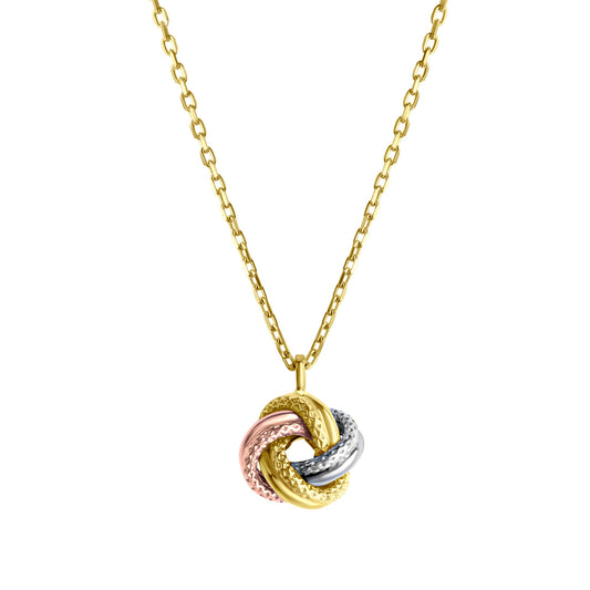 Anhänger mit Kette aus 585/- Gelbgold tricolor Anhänger Knoten strukturiert