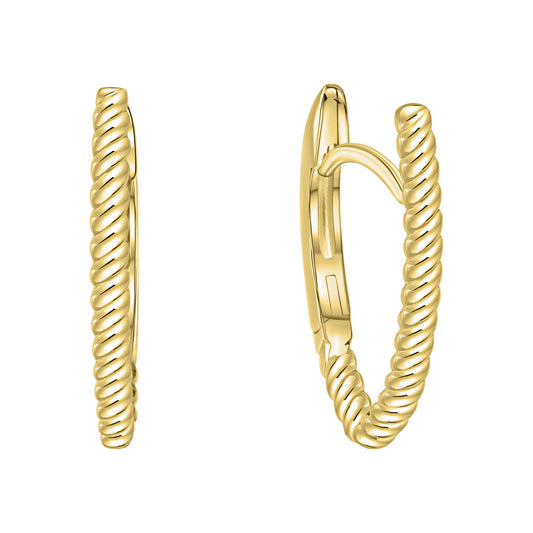 Klappcreolen aus 375/- Gelbgold glanz in V-Form mit Struktur