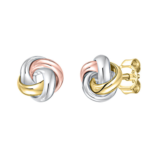 Ohrstecker Knoten aus 375/- Gelbgold tricolor glanz