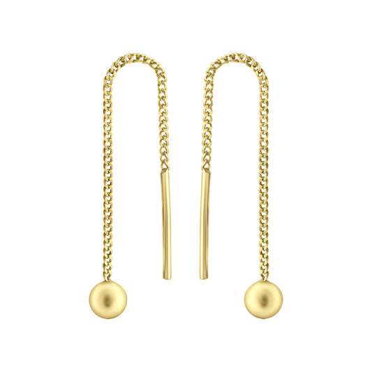 Durchzieh-Ohrringe aus 333/- Gelbgold glanz mit je 1 Kugel 4mm
