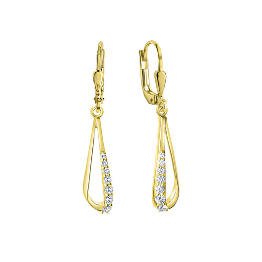 Ohrhänger aus 375/- Gelbgold glanz mit je 7 Zirkonia weiß
