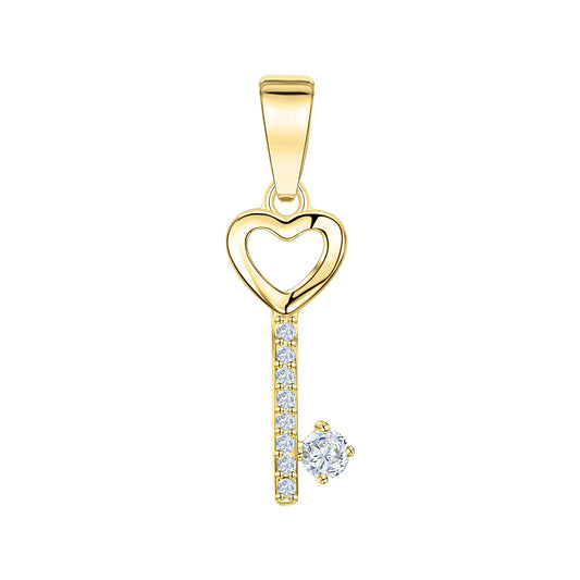 Anhänger aus 375/- Gelbgold bicolor mit Zirkonia Motiv Schlüssel