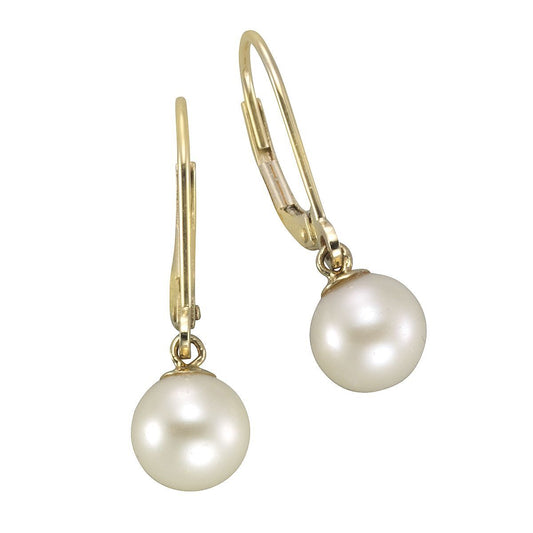Ohrhänger aus 585/- Gelbgold mit 2 Süßwasserzuchtperlen 7-7,5mm